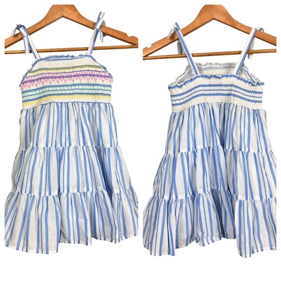 Tommy‎ Bahama Girls 4T Cotton Smocked Tiered Sundress Beachy Striped Summer - Picture 1 of 9